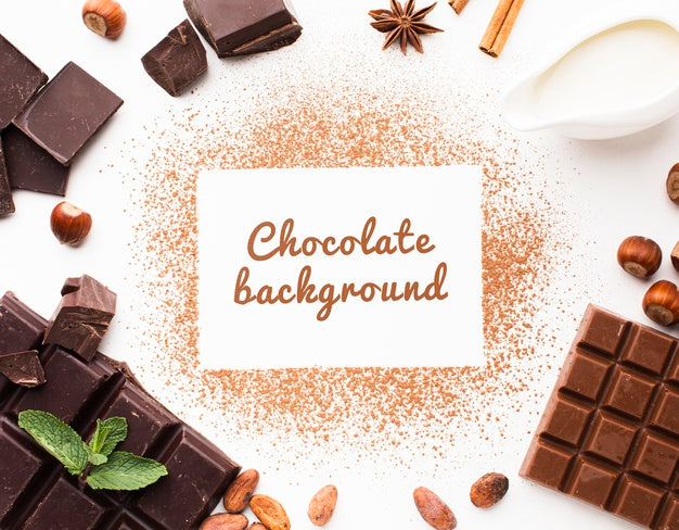 Flat Lay Chocolate Powder Background Mock-Up Psd