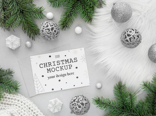 Flat Lay Christmas Eve Arrangement Mock-Up Psd