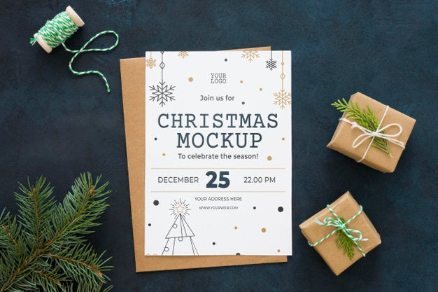 Flat Lay Christmas Eve Arrangement Psd