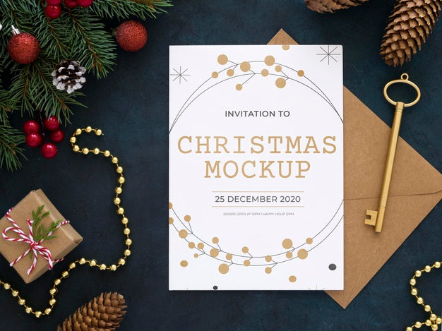Flat Lay Christmas Eve Composition Mock-Up Psd