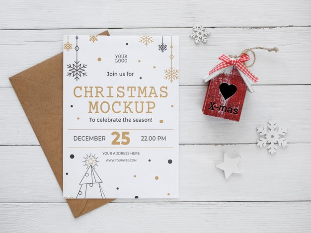 Flat Lay Christmas Eve Composition Mock-Up Psd