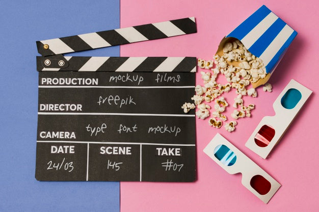 Flat Lay Cinema Arrangement Mock-Up Psd