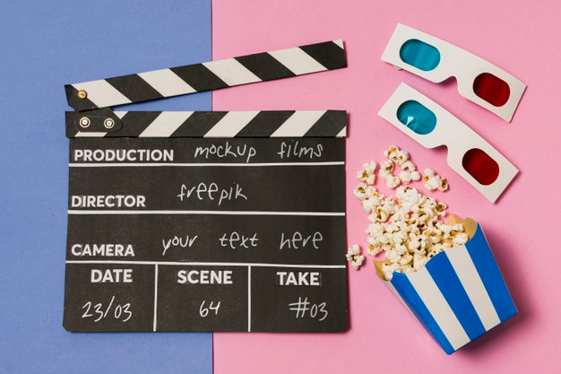 Flat Lay Cinema Arrangement Psd