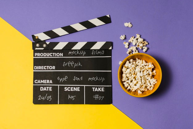 Flat Lay Cinema Composition Mock-Up Psd