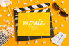 Flat Lay Cinema Composition With Card Mock-Up Psd