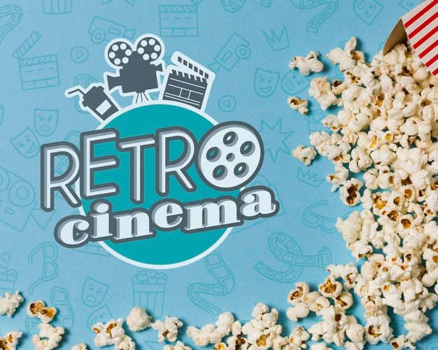 Flat Lay Cinema Composition With Popcorn Psd