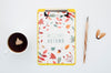 Flat Lay Clipboard Mock-Up With Welcome Autumn Psd