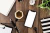 Flat Lay Coffee And Smartphone Mock-Up Psd
