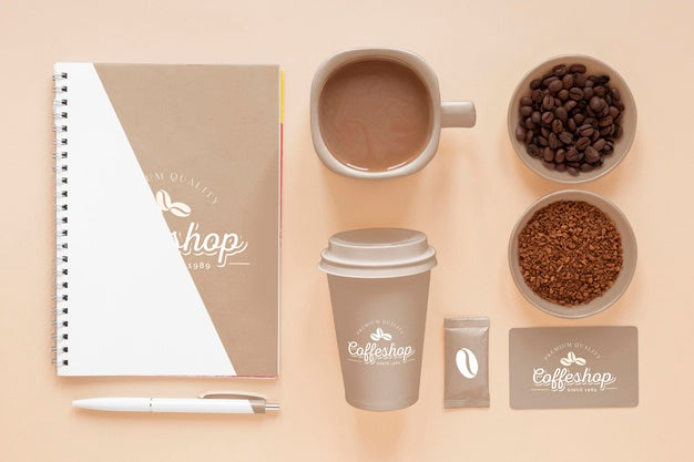 Flat Lay Coffee Branding Elements Psd