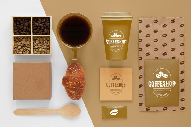 Flat Lay Coffee Branding Items Psd