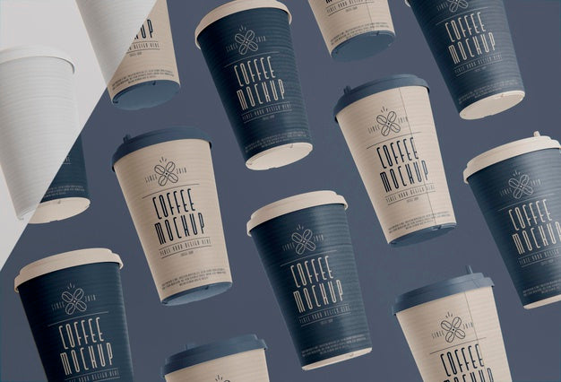 Flat Lay Coffee Branding With Cups Psd
