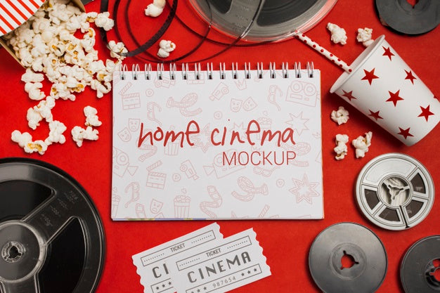Flat Lay Composition Of Cinema Elements Mock-Up Psd