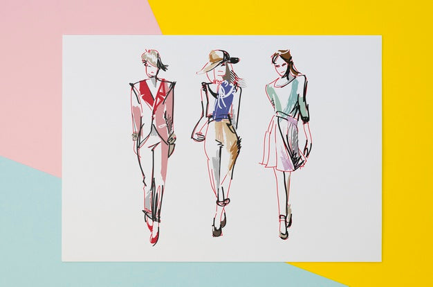 Flat Lay Composition With Card Mock-Up On Colorful Background Psd