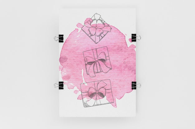 Flat Lay Composition With Card Mock-Up On White Background Psd