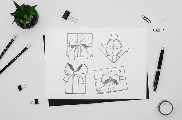 Flat Lay Composition With Card Mock-Up Psd