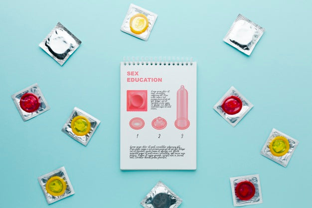 Flat Lay Condoms And Notebook Psd