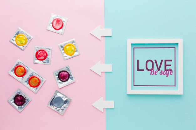 Flat Lay Condoms Arrangement Psd
