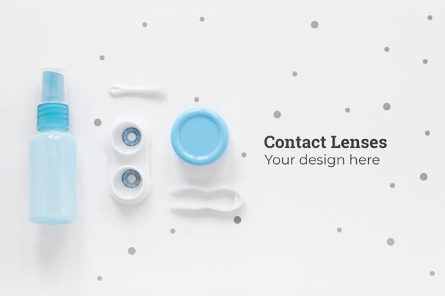 Flat Lay Contact Lenses Composition On White Background Psd