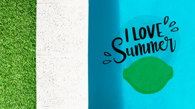 Flat Lay Copyspace Mockup At Swimming Pool Psd