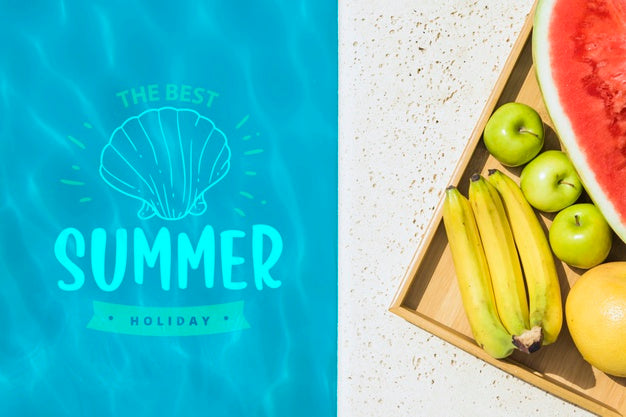 Flat Lay Copyspace Mockup At Swimming Pool Psd