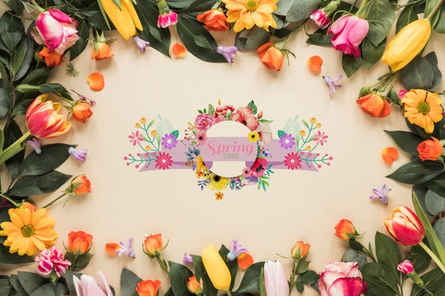 Flat Lay Copyspace Mockup For Spring Psd