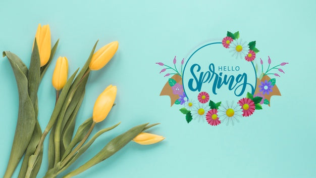 Flat Lay Copyspace Mockup For Spring Psd
