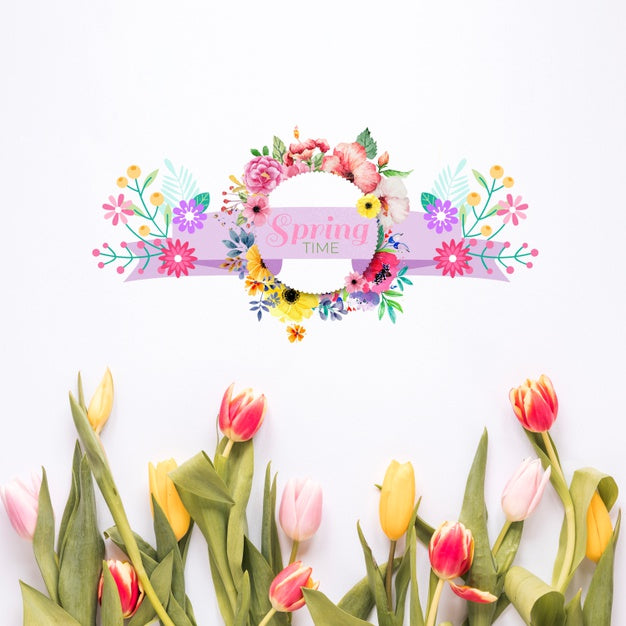 Flat Lay Copyspace Mockup For Spring Psd