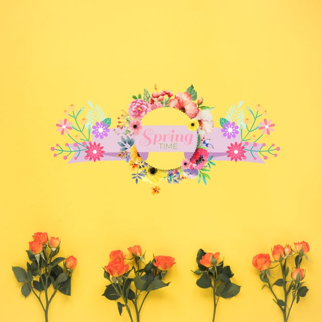 Flat Lay Copyspace Mockup For Spring Psd