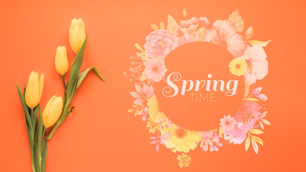 Flat Lay Copyspace Mockup For Spring Psd