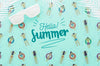 Flat Lay Copyspace Mockup For Summer Concepts Psd