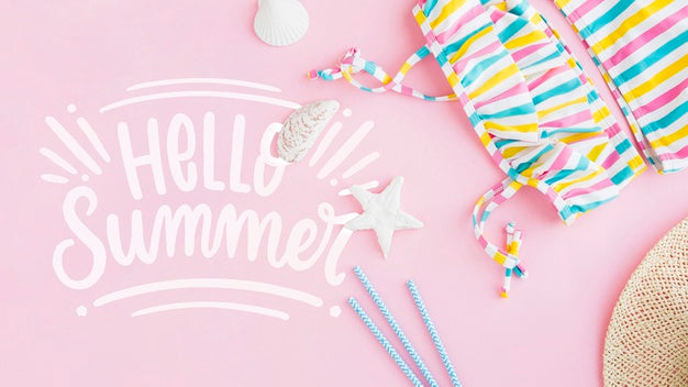 Flat Lay Copyspace Mockup For Summer Psd