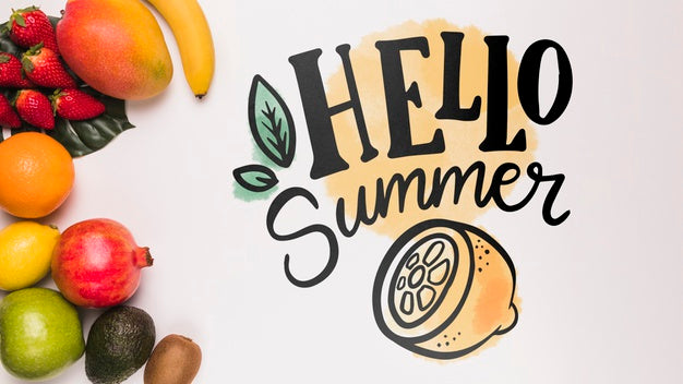 Flat Lay Copyspace Mockup With Fruits Psd