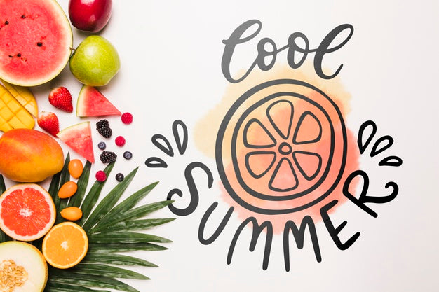 Flat Lay Copyspace Mockup With Fruits Psd