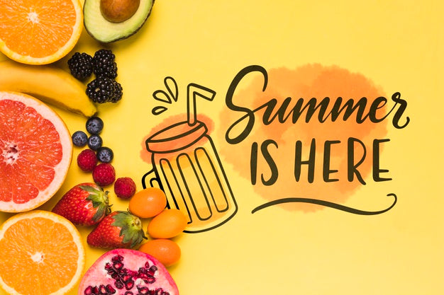 Flat Lay Copyspace Mockup With Fruits Psd