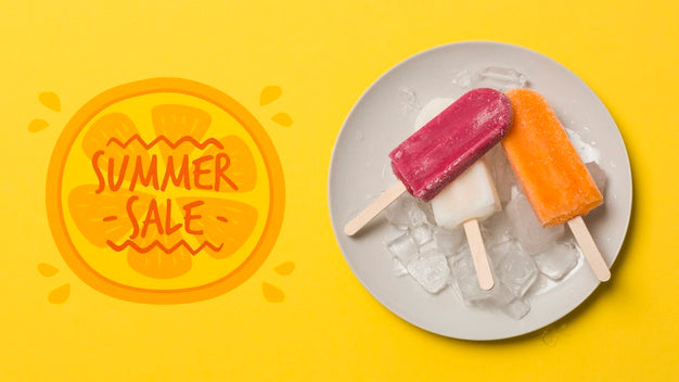 Flat Lay Copyspace Mockup With Ice Cream Psd