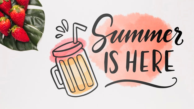 Flat Lay Copyspace Mockup With Strawberries Psd