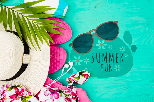 Flat Lay Copyspace Mockup With Summer Concept Psd