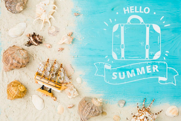 Flat Lay Copyspace Mockup With Summer Concept Psd