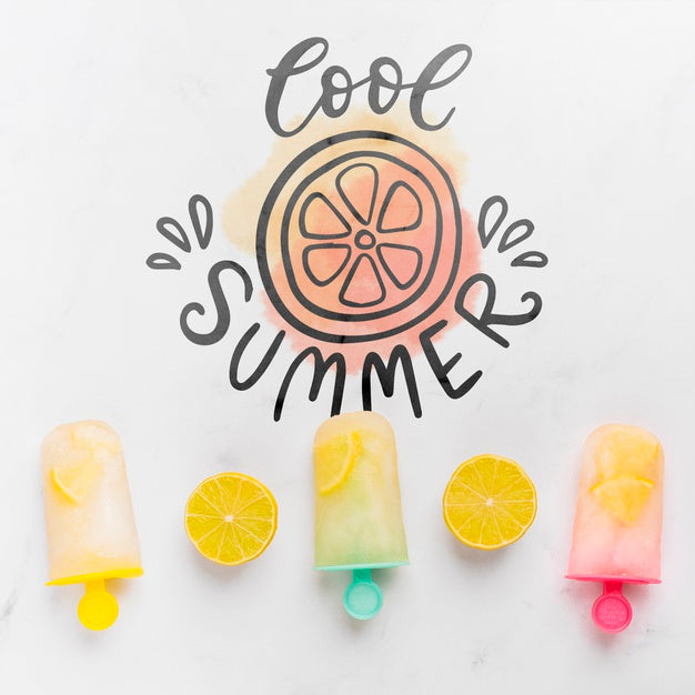 Flat Lay Copyspace Mockup With Summer Elements Psd