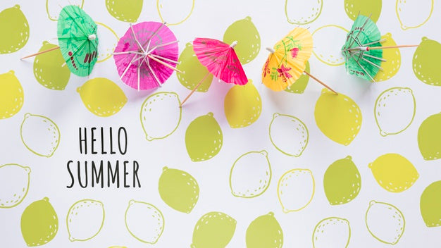 Flat Lay Copyspace Mockup With Summer Elements Psd