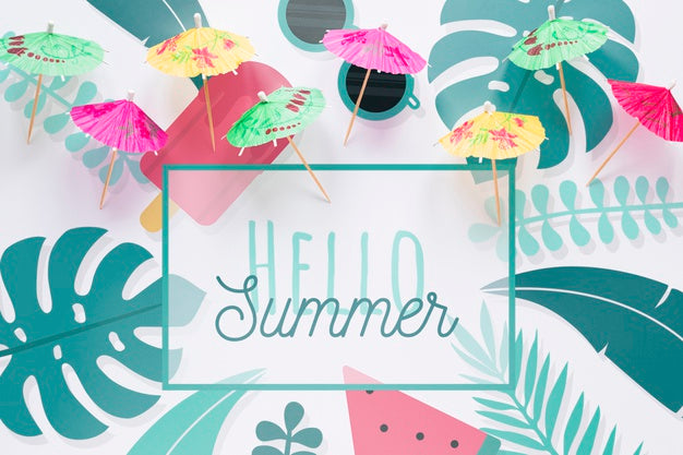 Flat Lay Copyspace Mockup With Summer Elements Psd
