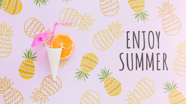 Flat Lay Copyspace Mockup With Summer Elements Psd