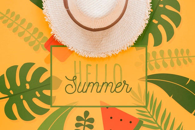 Flat Lay Copyspace Mockup With Summer Elements Psd