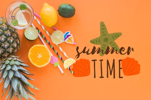 Flat Lay Copyspace Mockup With Summer Elements Psd