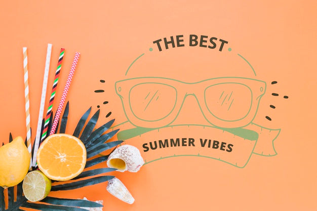 Flat Lay Copyspace Mockup With Summer Elements Psd