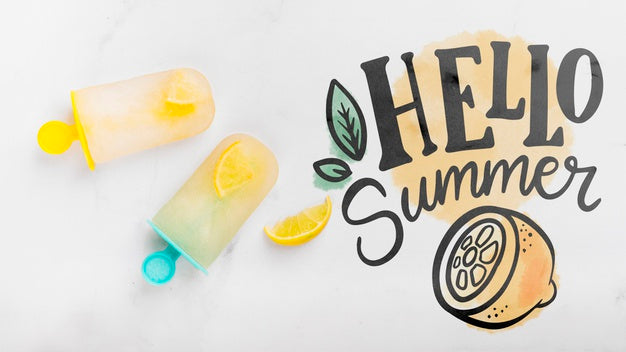 Flat Lay Copyspace Mockup With Summer Elements Psd