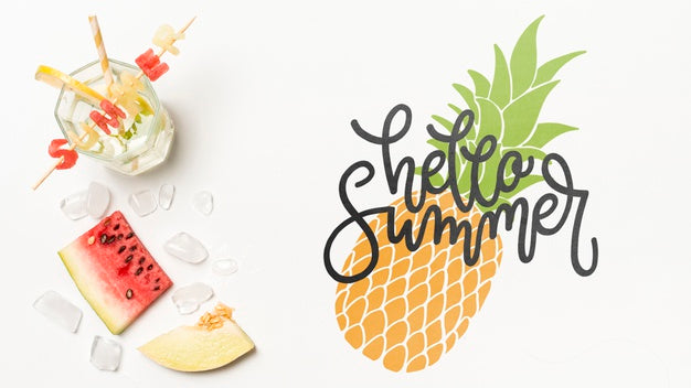 Flat Lay Copyspace Mockup With Summer Elements Psd