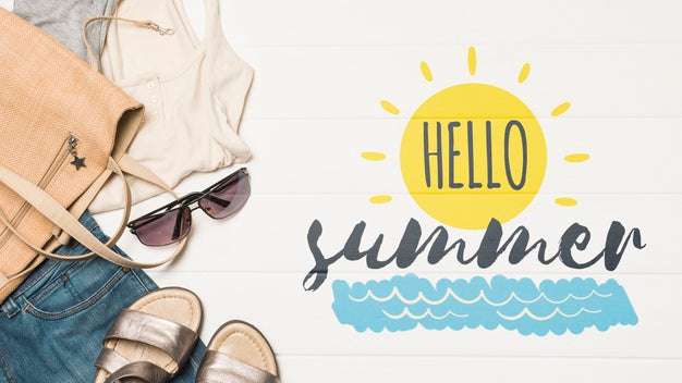 Flat Lay Copyspace Mockup With Summer Elements Psd