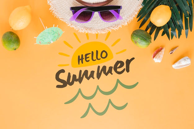 Flat Lay Copyspace Mockup With Summer Elements Psd