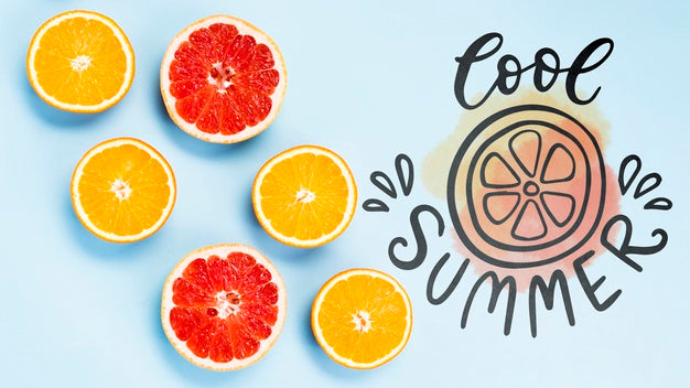 Flat Lay Copyspace Mockup With Summer Fruits Psd